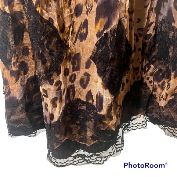 WD.NY Silk / lace cheetah print long skirt 12 - Picture 2 of 4